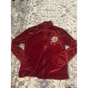 Vintage Y2K Kathy Ireland Tracksuit Velour Jacket- Full Zip Large- Full Zip SML